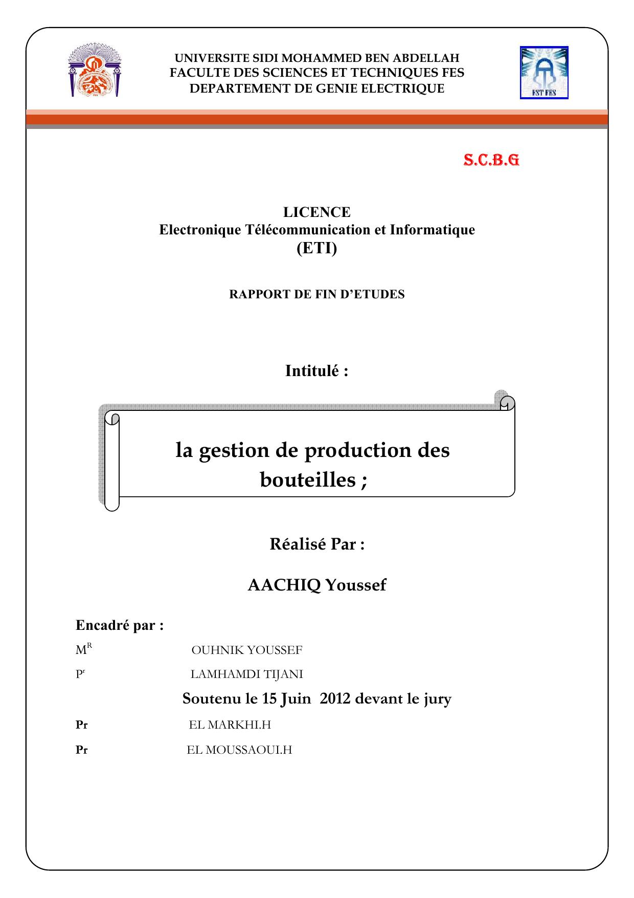 la gestion de production des bouteilles