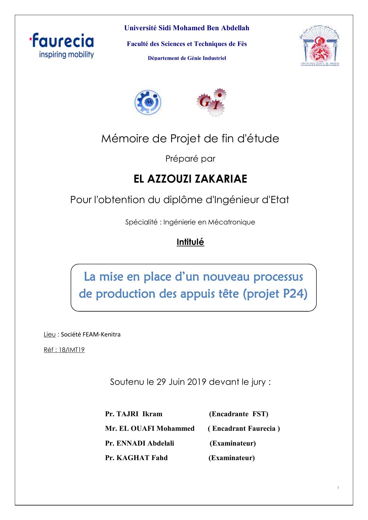 La mise en place d’un nouveau processus de production des appuis tête (projet P24)