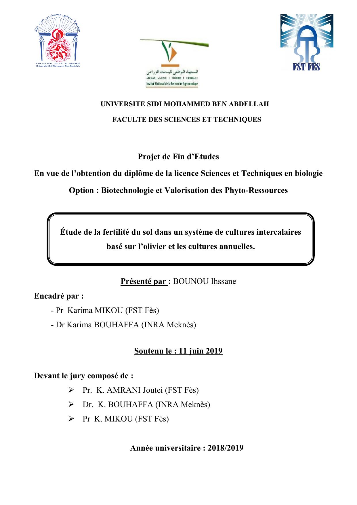 Étude de la fertilité du sol dans un système de cultures intercalaires basé sur l’olivier et les cultures annuelles