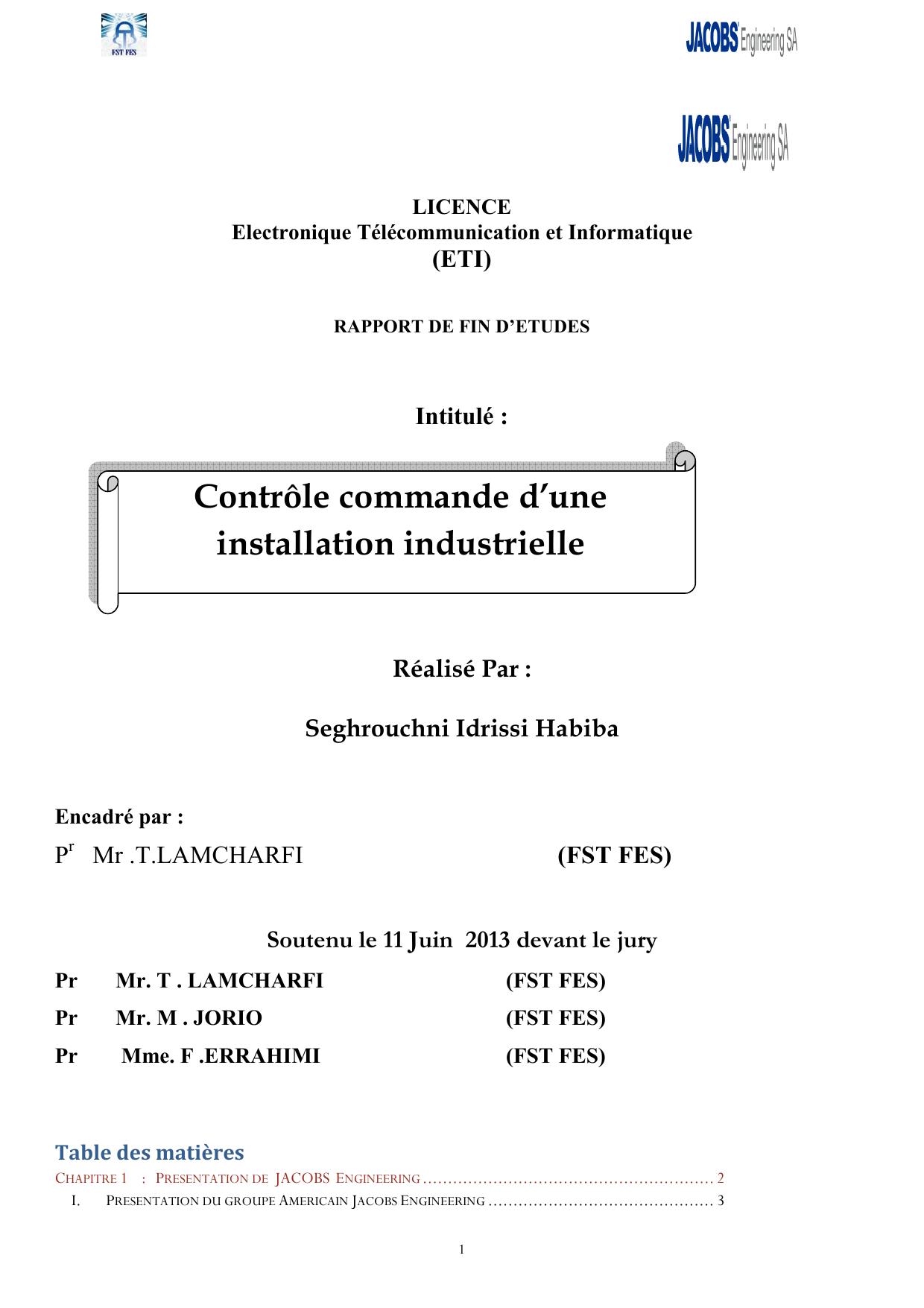 Contrôle commande d’une installation industrielle
