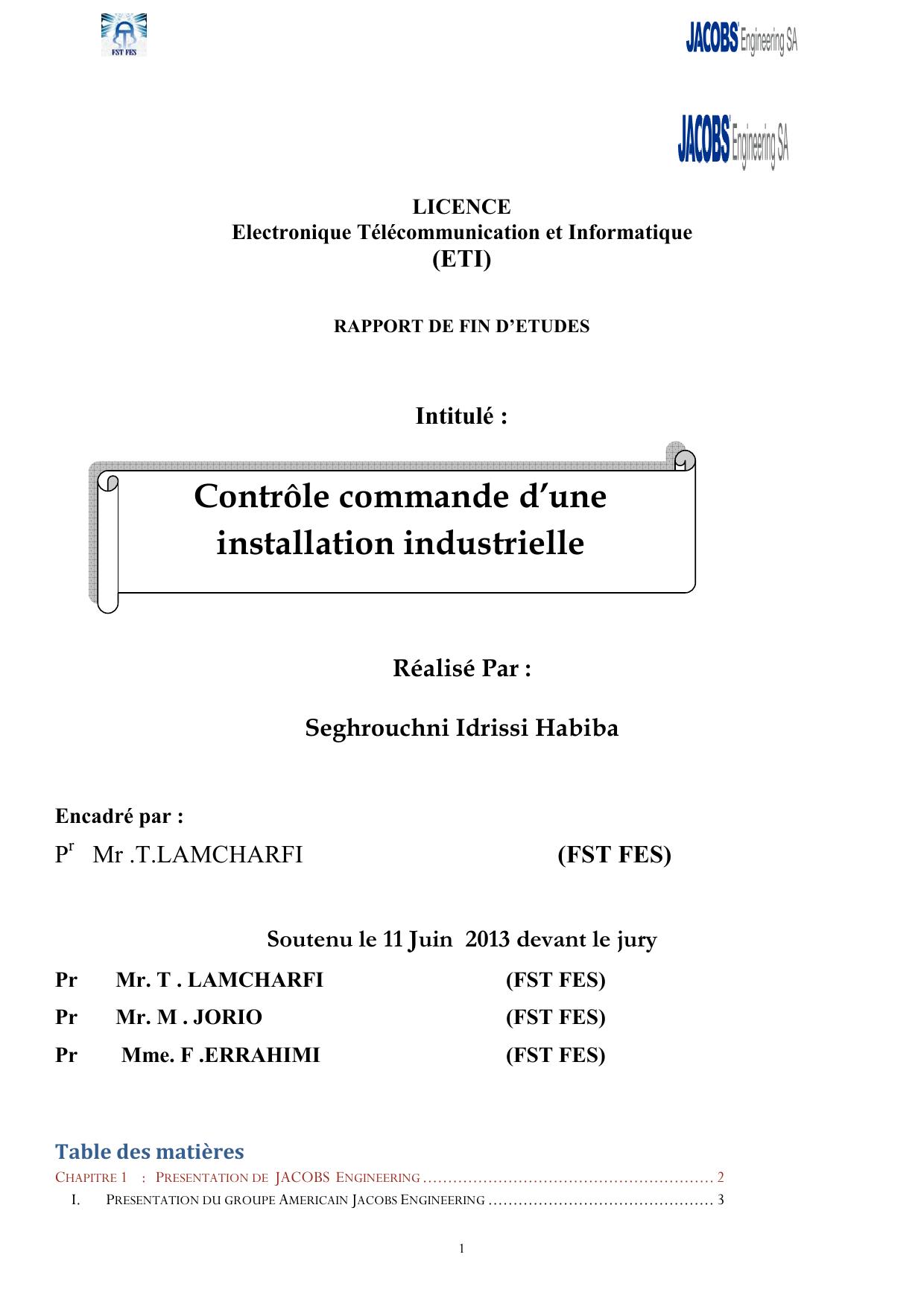 Contrôle commande d’une installation industrielle