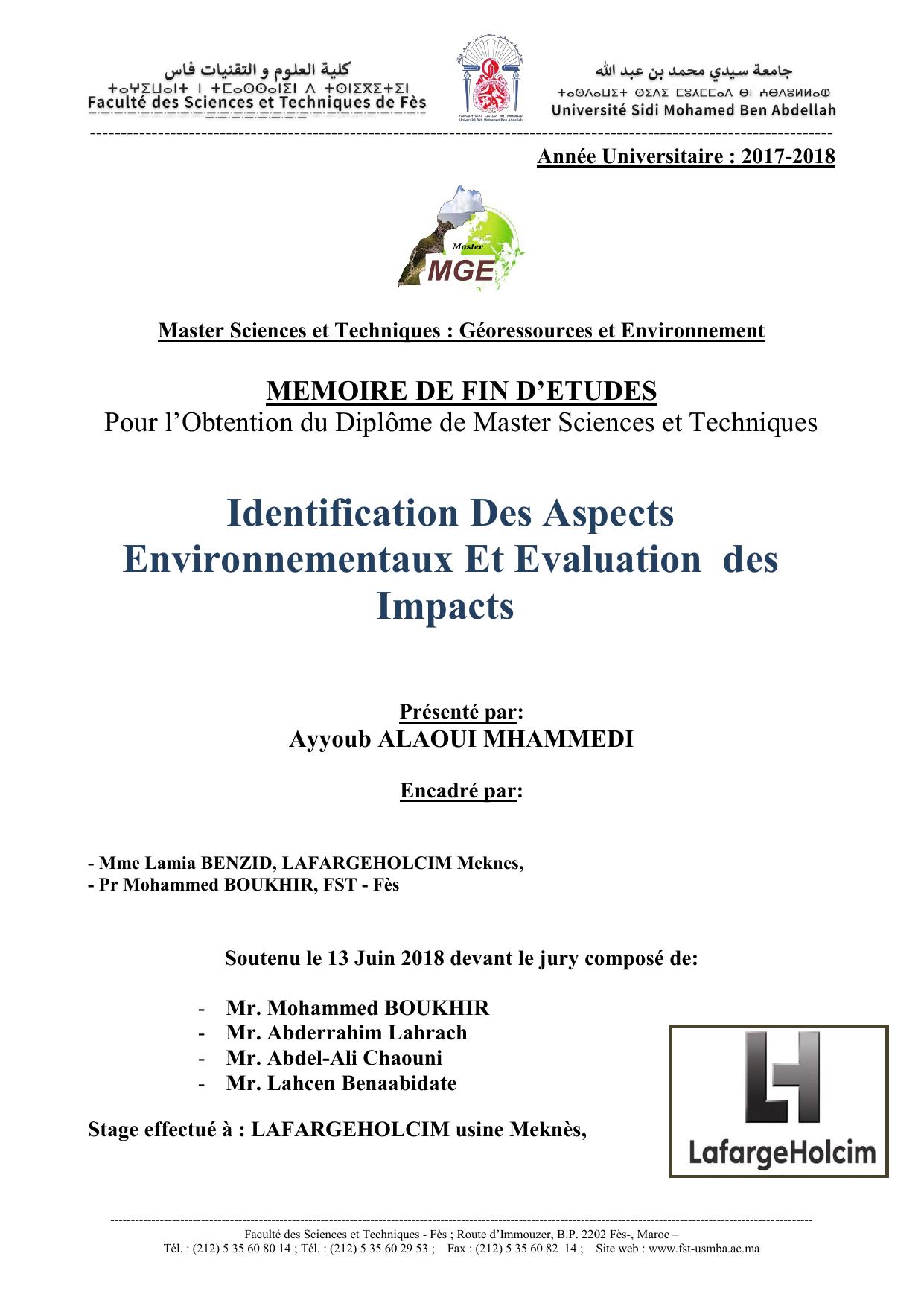 Identification Des Aspects Environnementaux Et Evaluation des Impacts