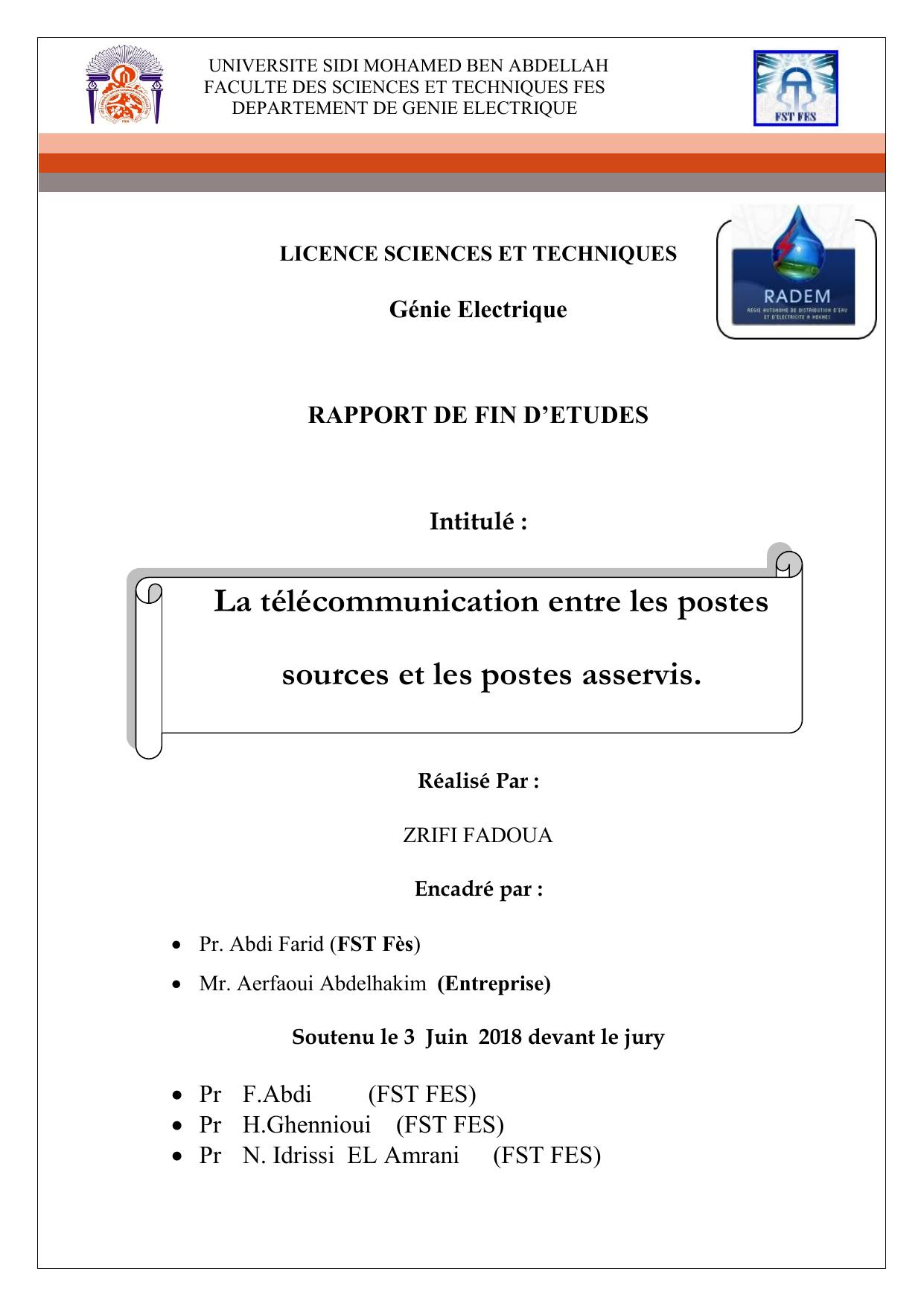 La télécommunication entre les postes sources et les postes asservis