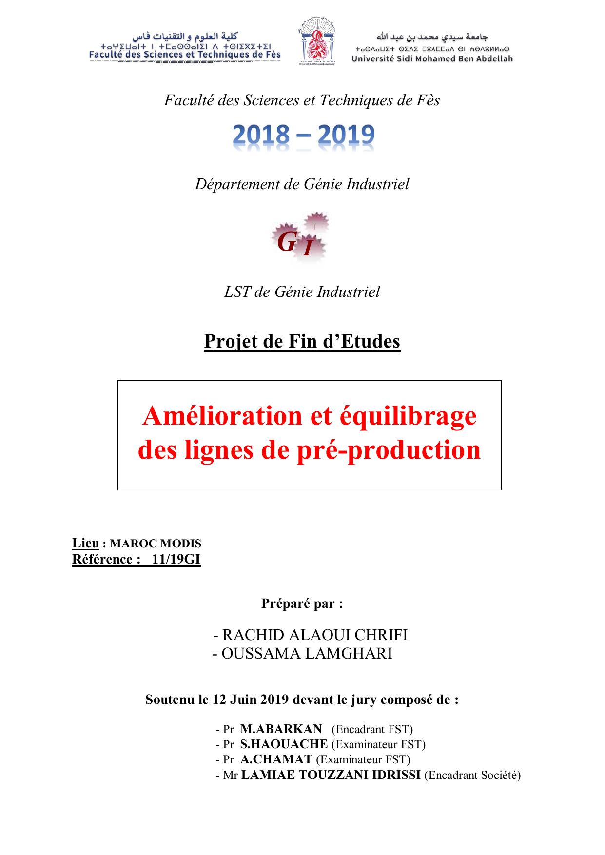 Amélioration et équilibrage des lignes de pré-production