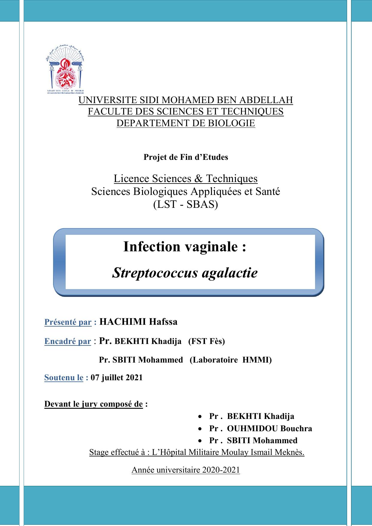 Infection vaginale : Streptococcus agalactie