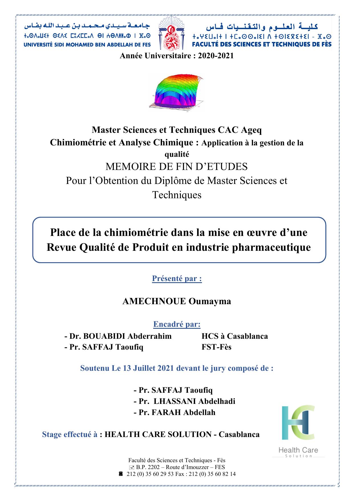 Place de la chimiométrie dans la mise en oeuvre d’une Revue Qualité de Produit en industrie pharmaceutique