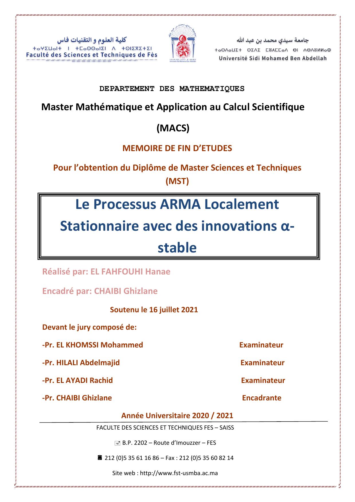 Le Processus ARMA Localement Stationnaire avec des innovations α-stable