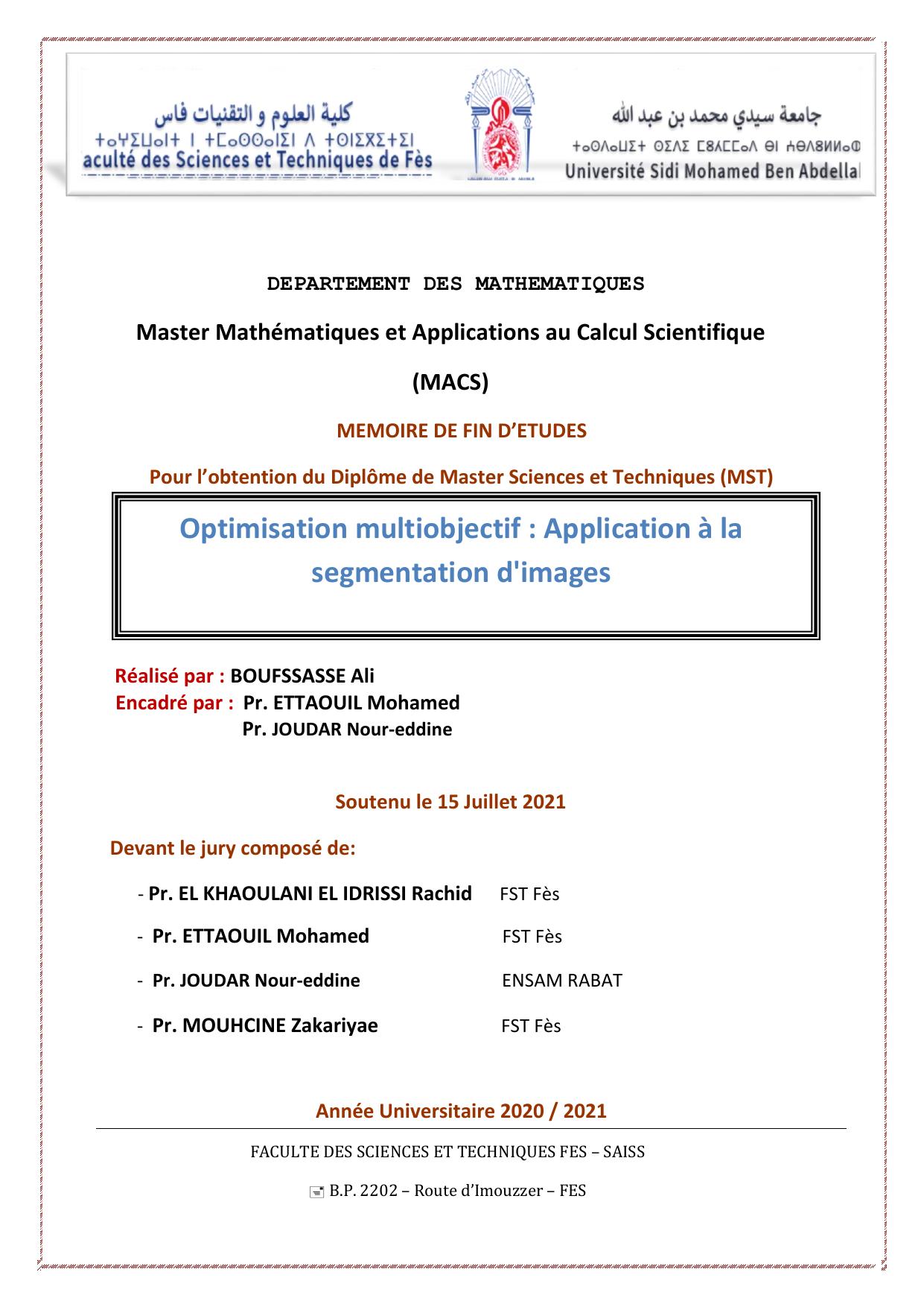 Optimisation multiobjectif : Application à la segmentation d'images