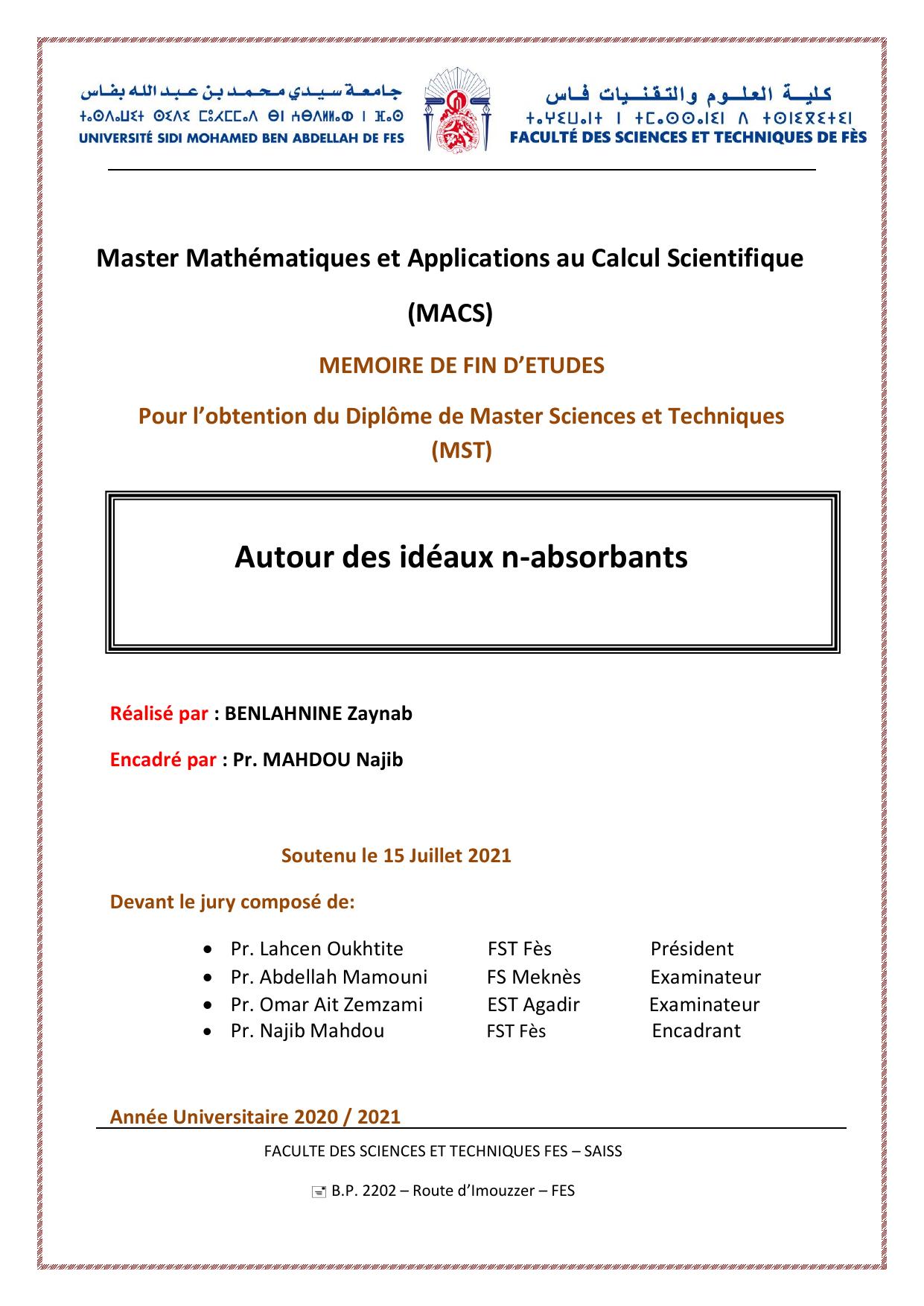 Autour des idéaux n-absorbants