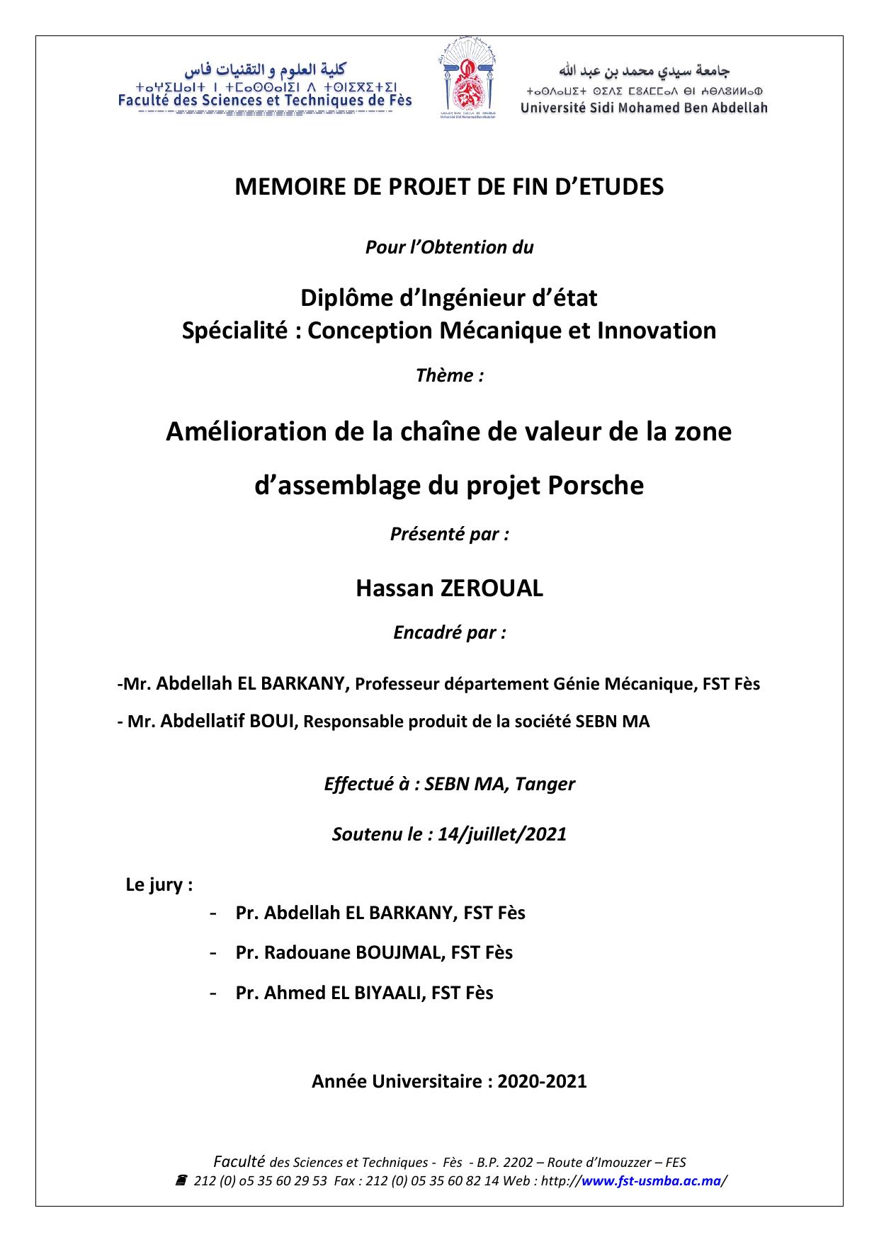 Amélioration de la chaîne de valeur de la zone d’assemblage du projet Porsche