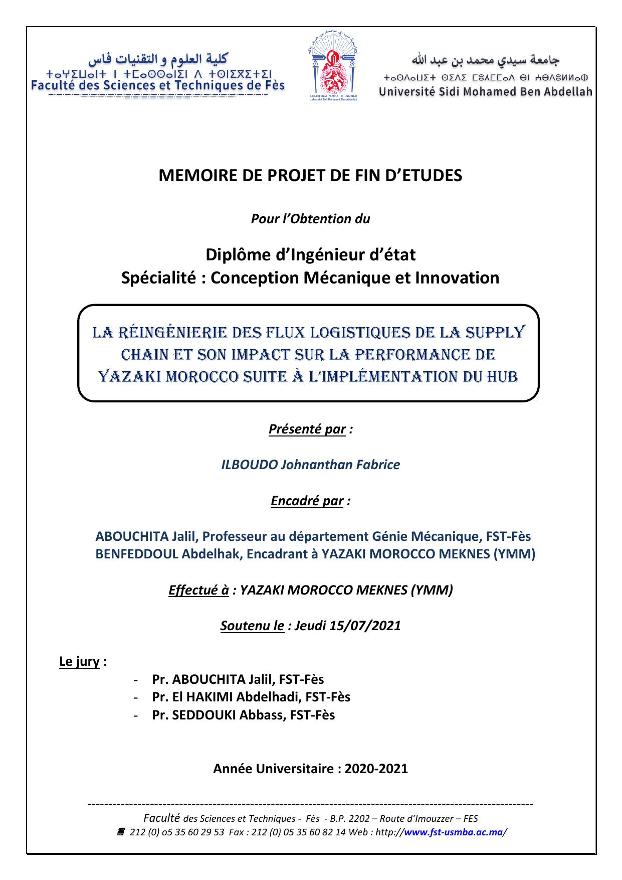 La réingénierie des flux logistiques de la supply chain et son impact sur la performance de Yazaki Morocco suite à l’implémentation du Hub