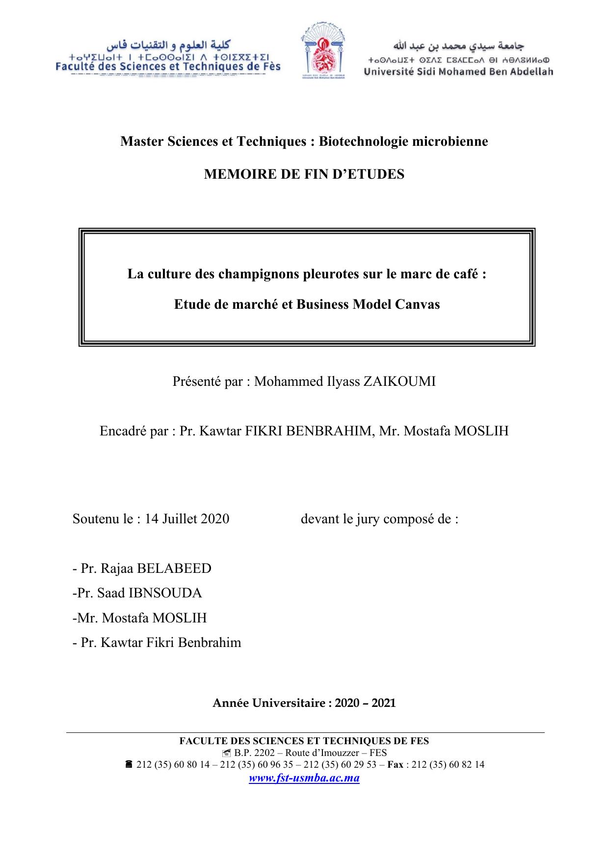 La culture des champignons pleurotes sur le marc de café : Etude de marché et Business Model Canvas