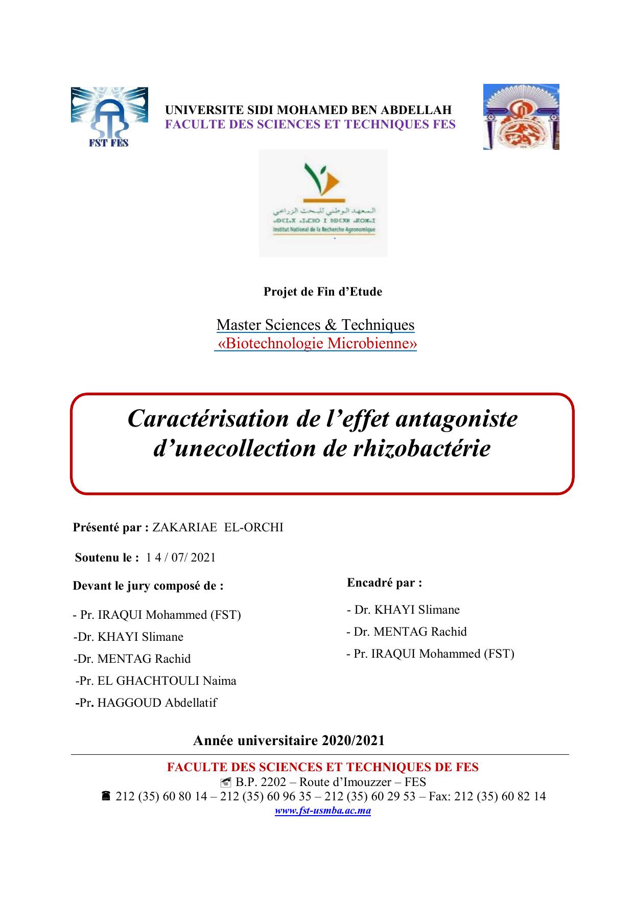 Caractérisation de l’effet antagoniste d’unecollection de rhizobactérie