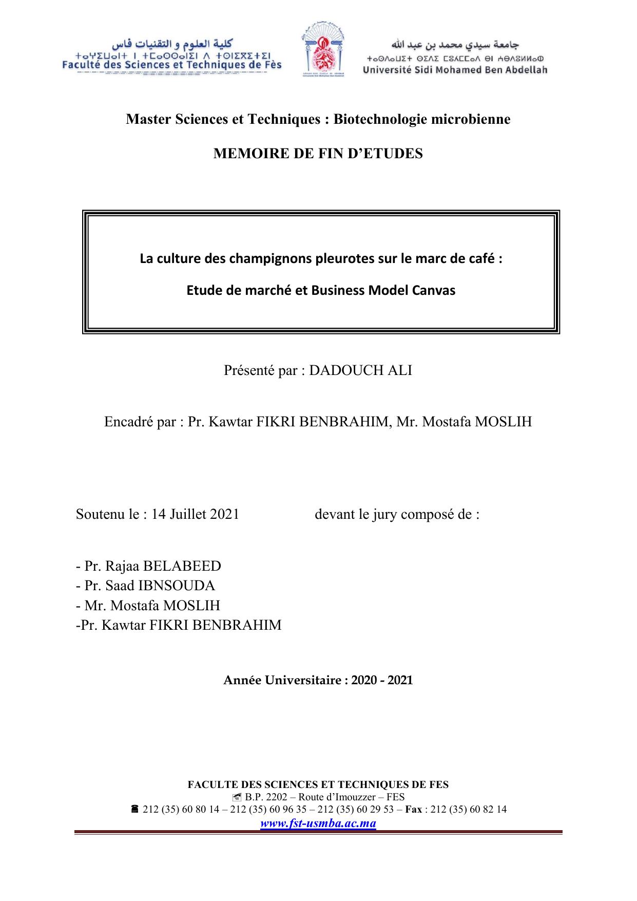 La culture des champignons pleurotes sur le marc de café : Etude de marché et Business Model Canvas