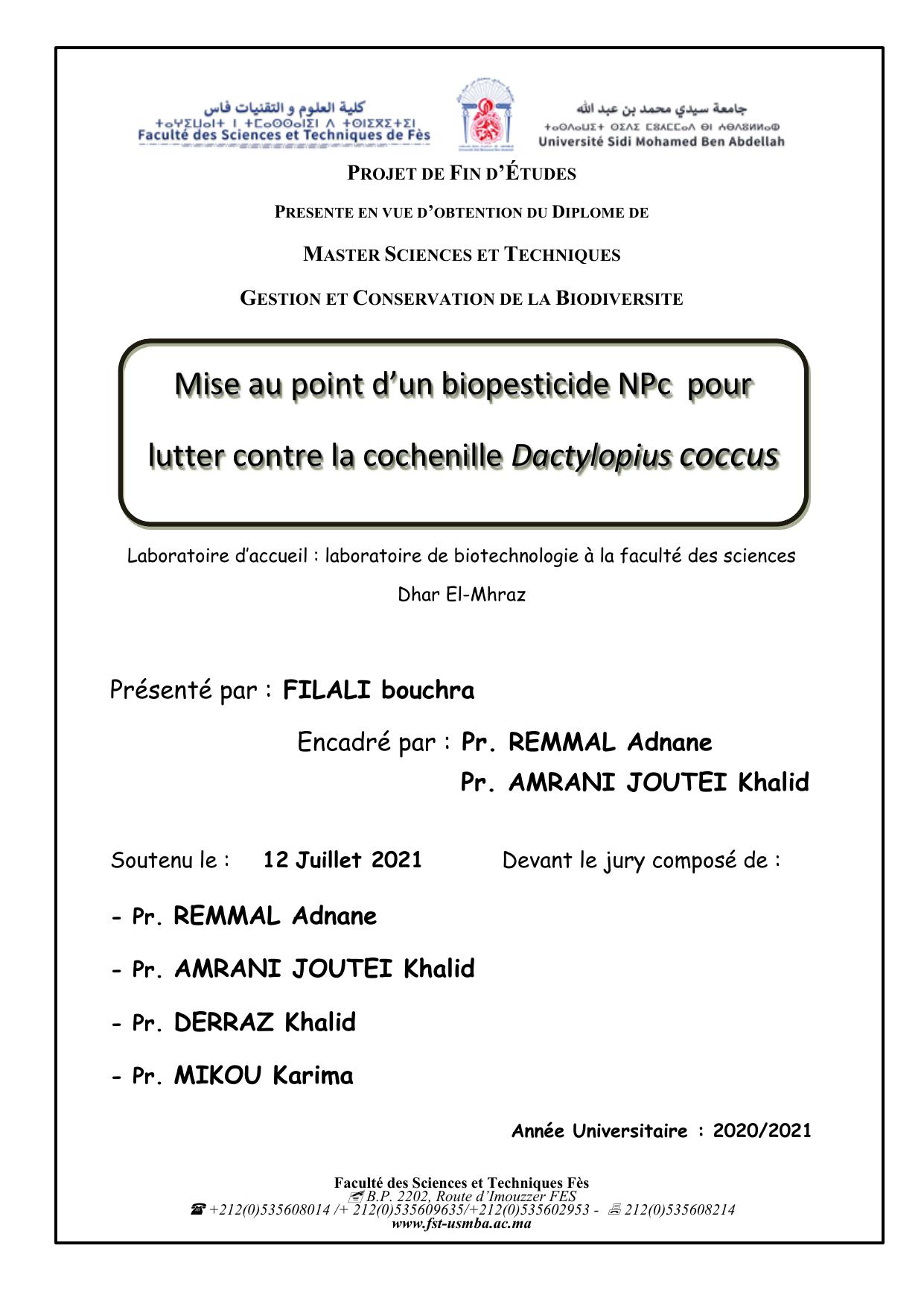 Mise au point d’un biopesticide NPc pour lutter contre la cochenille Dactylopius coccus