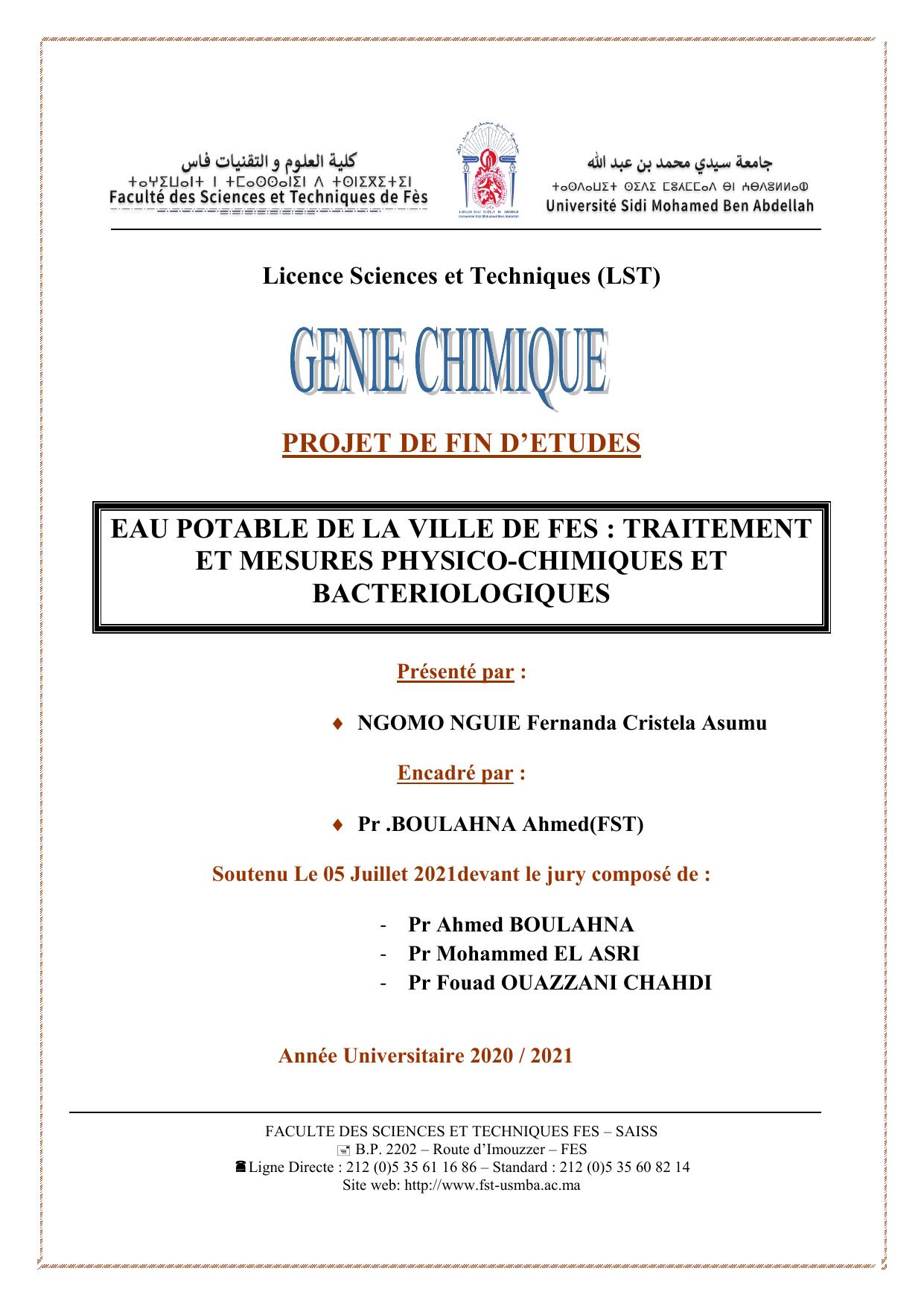 Rapport PFE Genie chimie