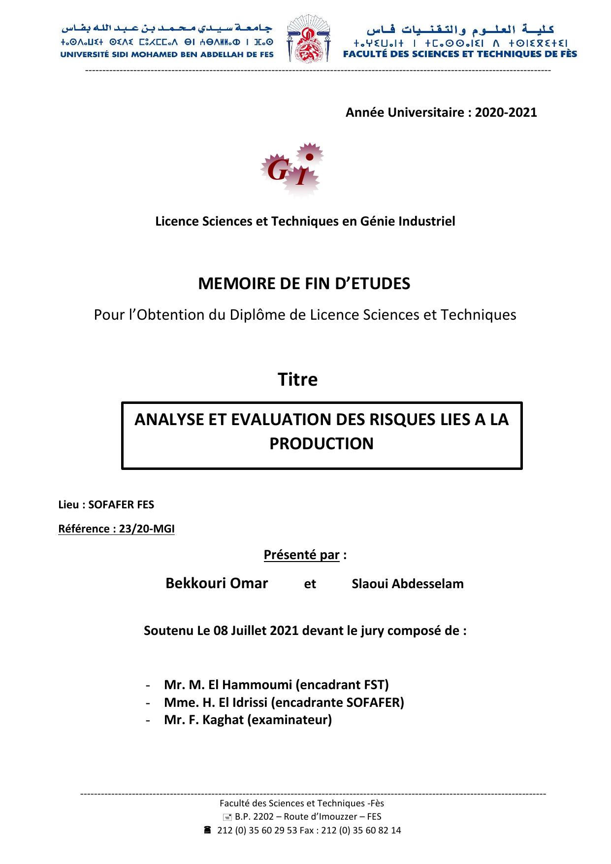 rapport de stage bekkouri omar et slaoui abdesselam