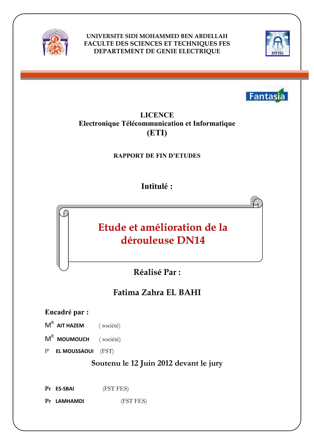 Etude et amélioration de la dérouleuse DN14