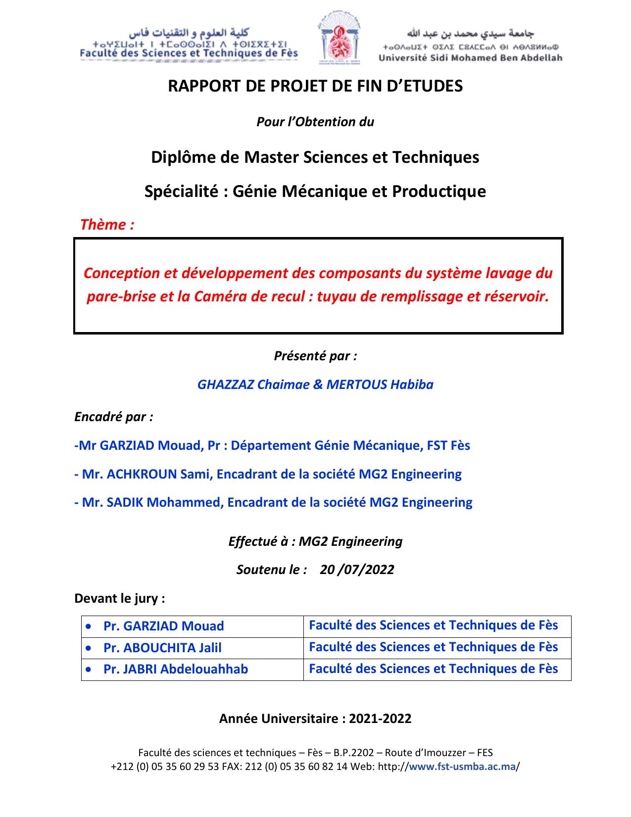 Projet de fin d'etude-systeme lavage