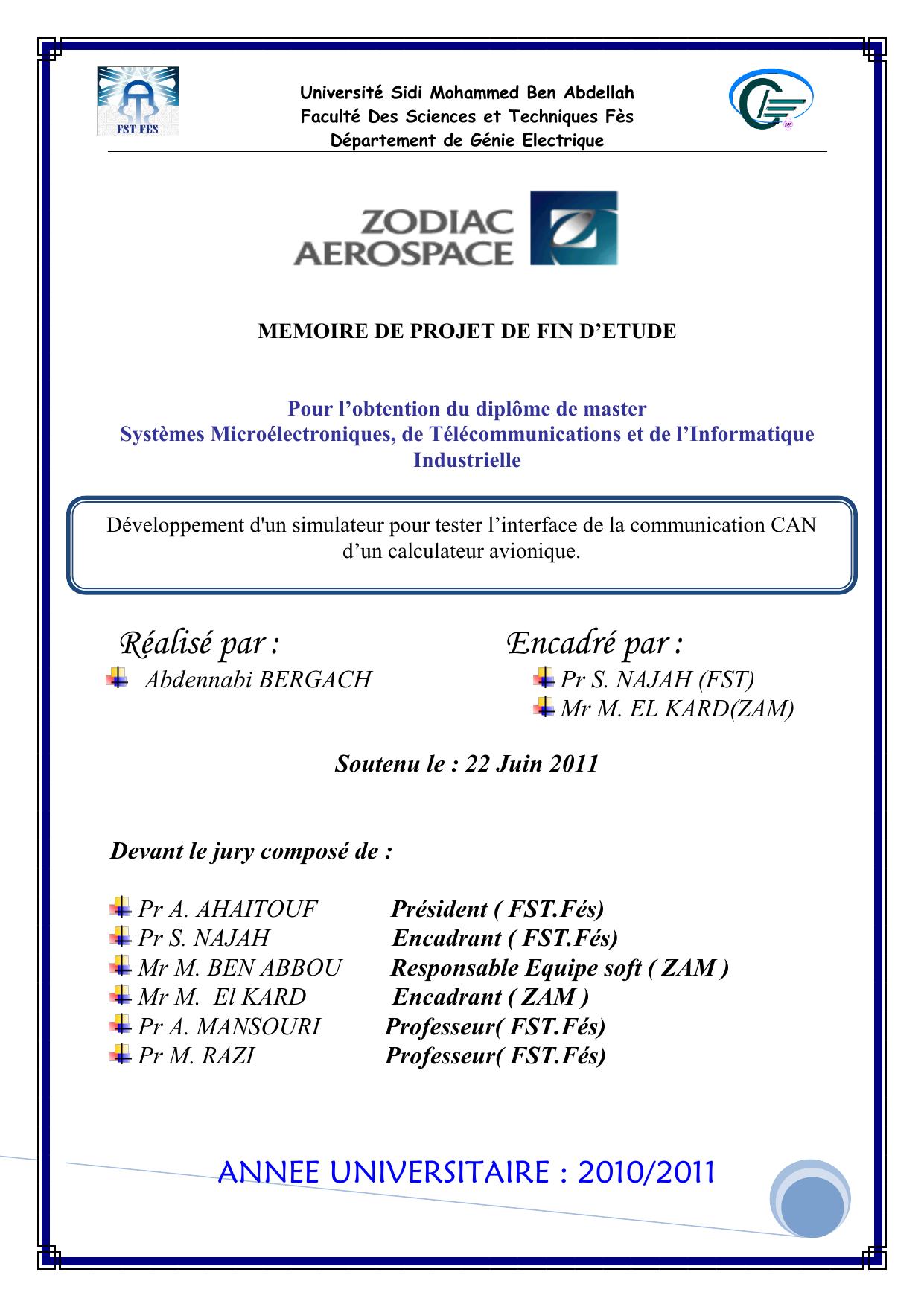 Développement d'un simulateur pour tester l’interface de la communication CAN d’un calculateur avionique