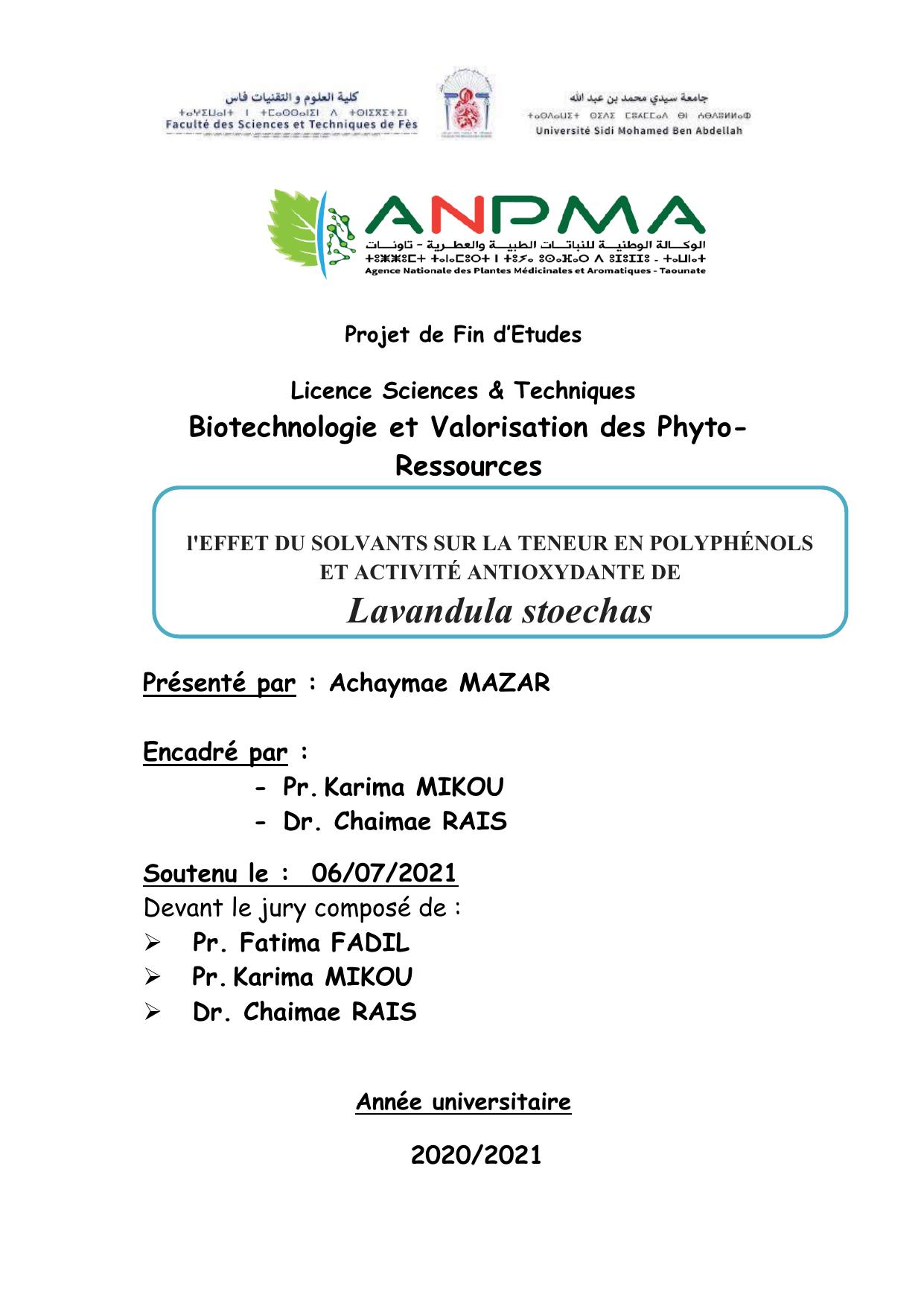 PDF Lavandula stoechas PFE 2021 Mazar Achaymae (2)