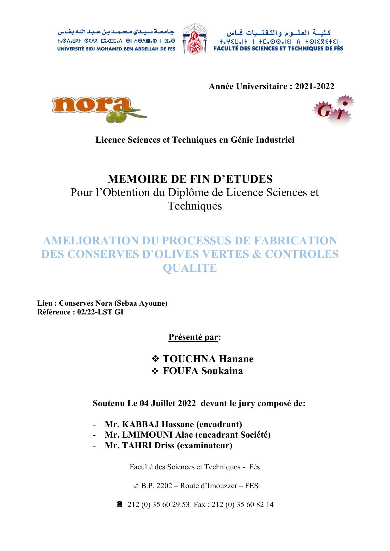 MEMOIRE DE FIN D`ETUDES