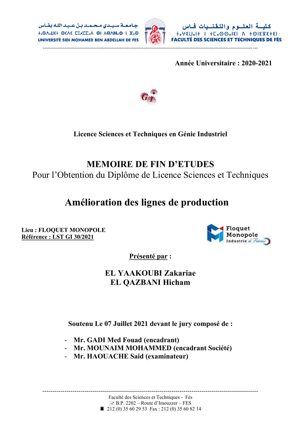 Amélioration des lignes de production