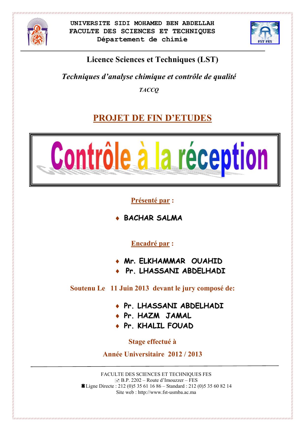 Controle à la récéption