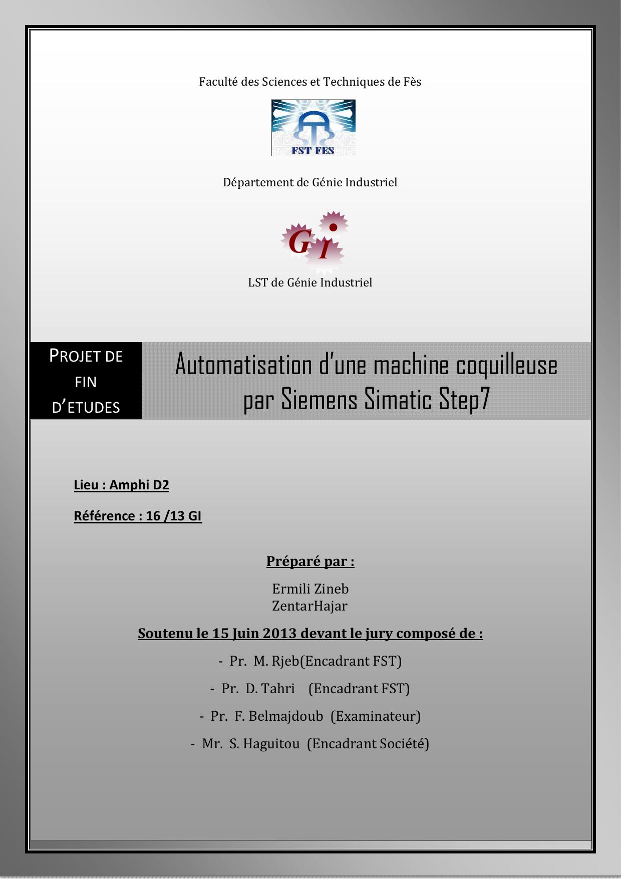 Automatisation d’une machine coquilleuse par Siemens Simatic Step7