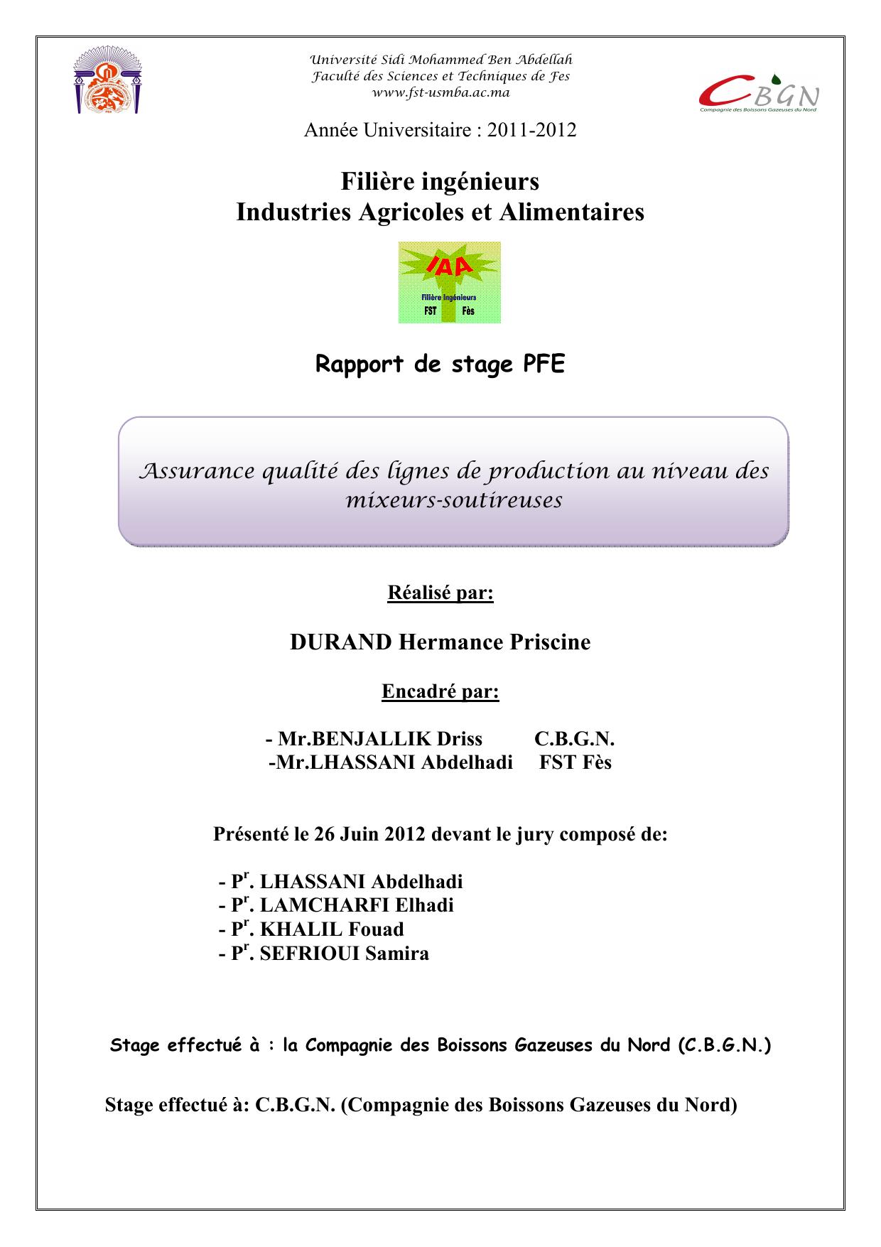 Assurance qualité des lignes de production au niveau des mixeurs-soutireuses