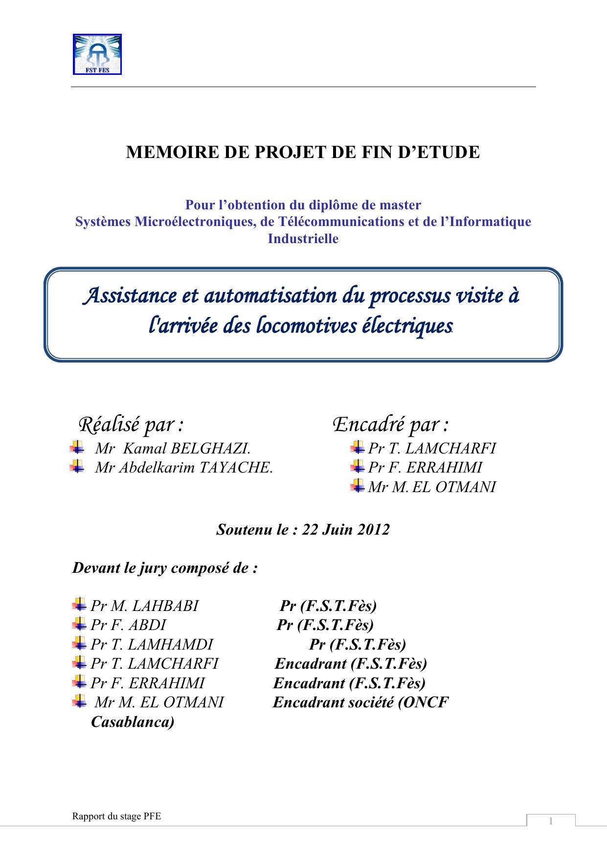 Assistance et automatisation du processus visite à l'arrivée des locomotives électriques