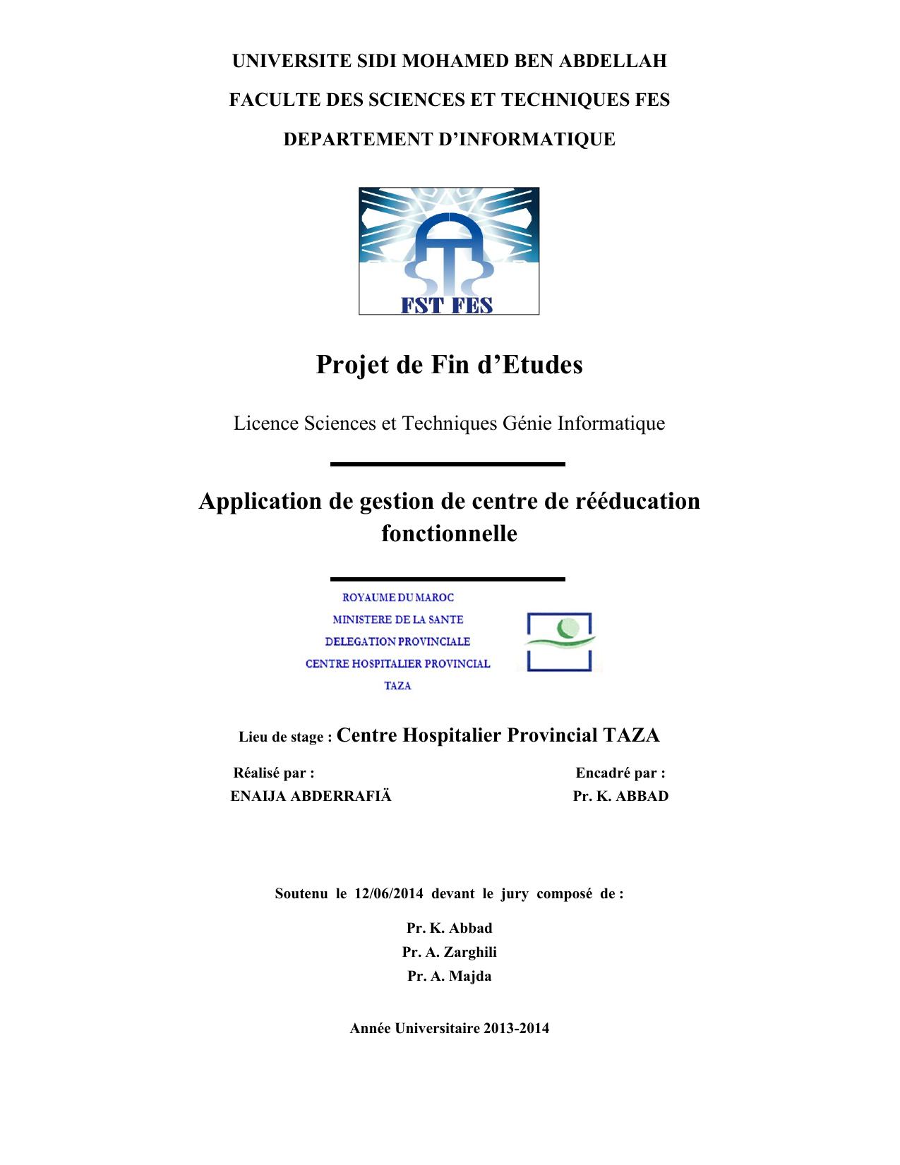 Application de gestion de centre de rééducation fonctionnelle