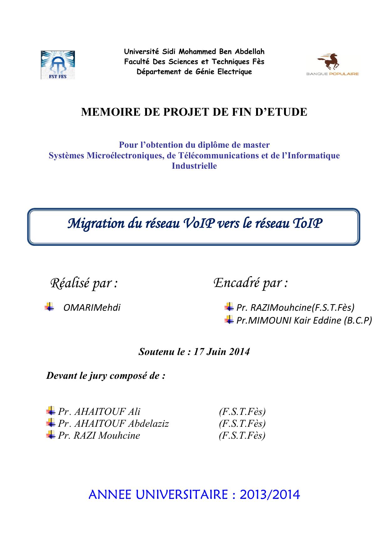 Migration du réseau VoIP vers le réseau ToIP