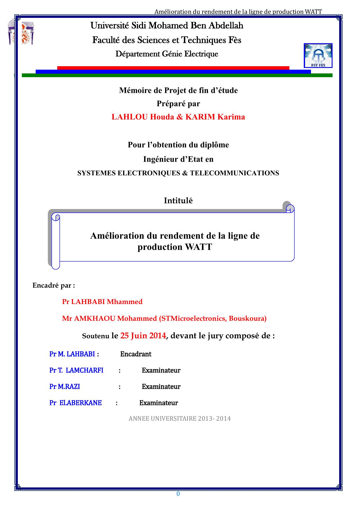 Amélioration du rendement de la ligne de production WATT