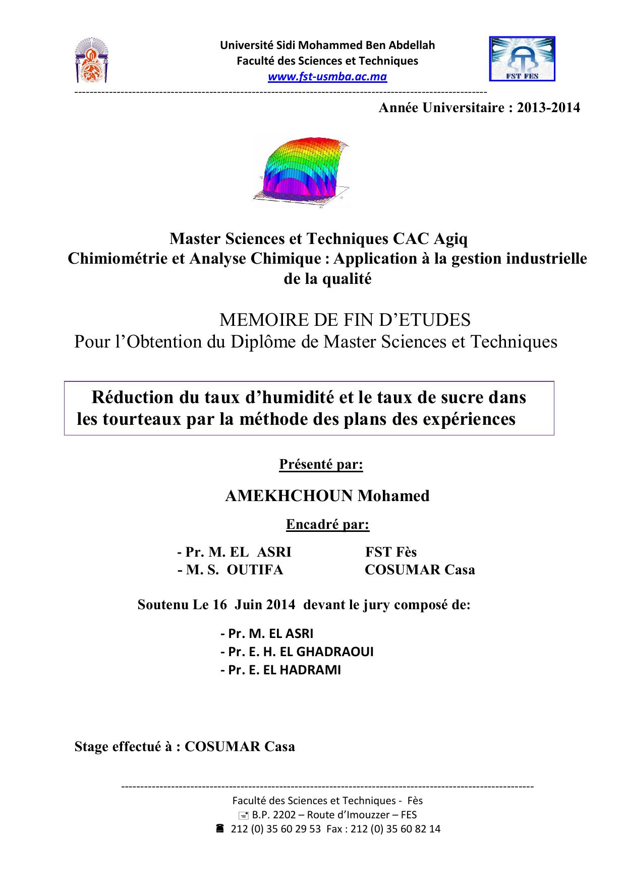 Réduction du taux d’humidité et le taux de sucre dans les tourteaux par la méthode des plans des expériences