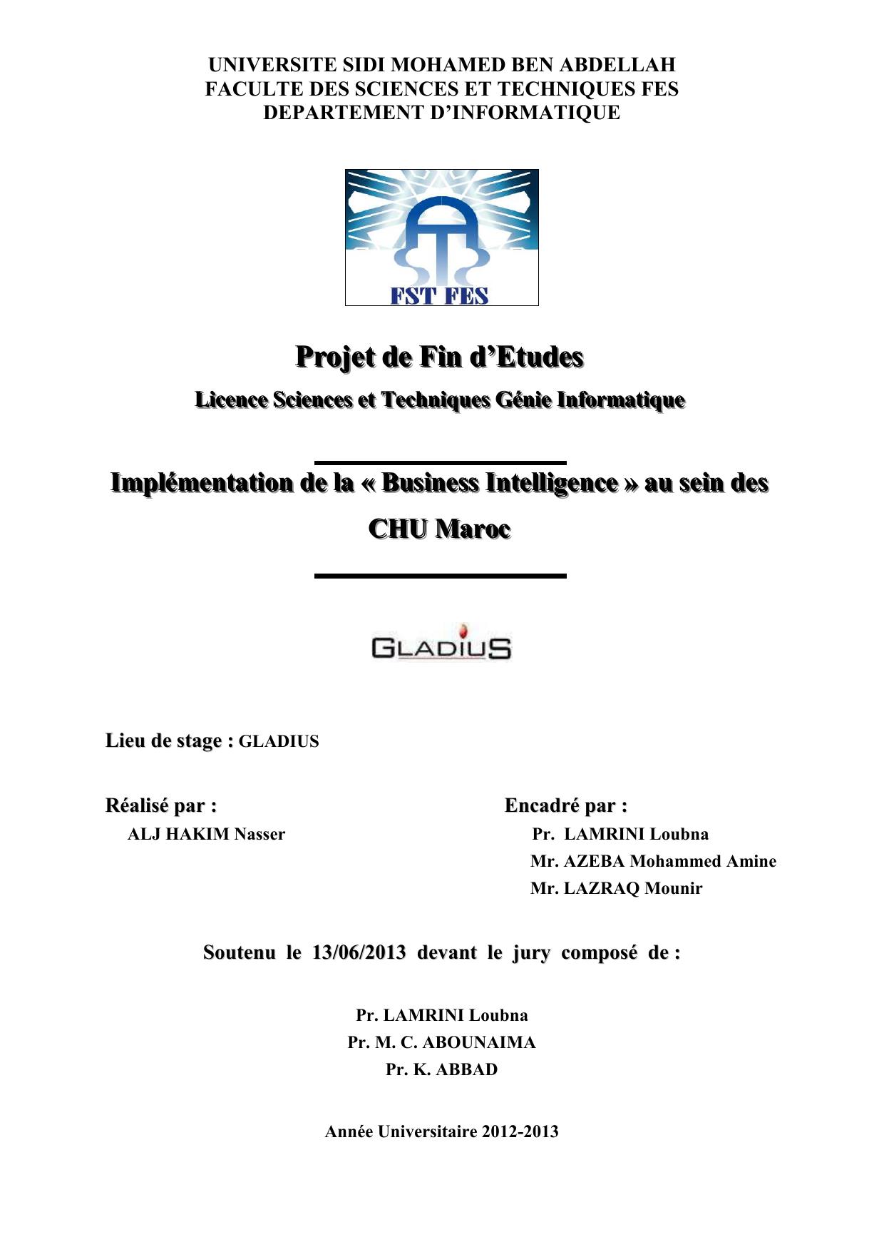 Implémentation de la "Business Intelligence" au sein des CHU Maroc