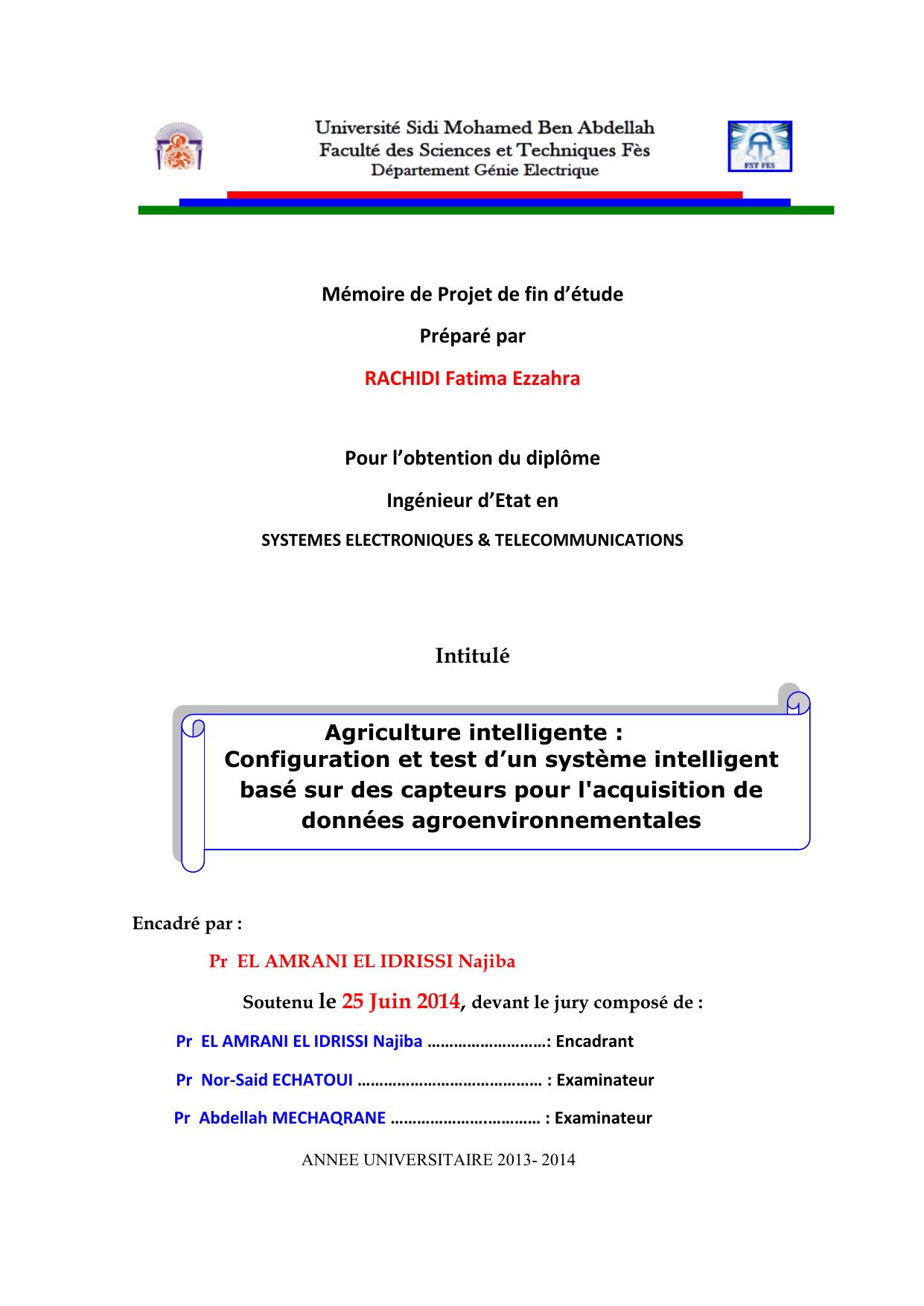 Agriculture intelligente : Configuration et test d’un système intelligent basé sur des capteurs pour l'acquisition de données agroenvironnementales