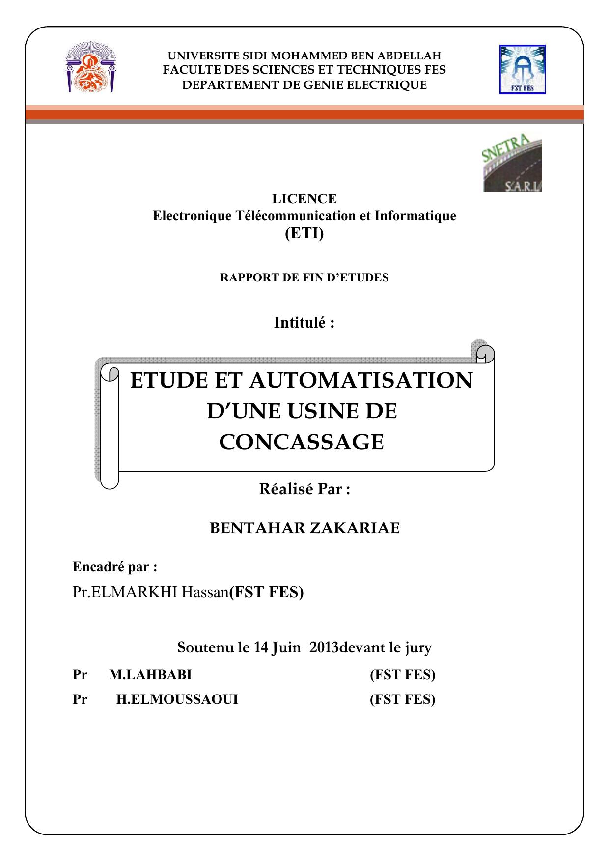 ETUDE ET AUTOMATISATION D’UNE USINE DE CONCASSAGE