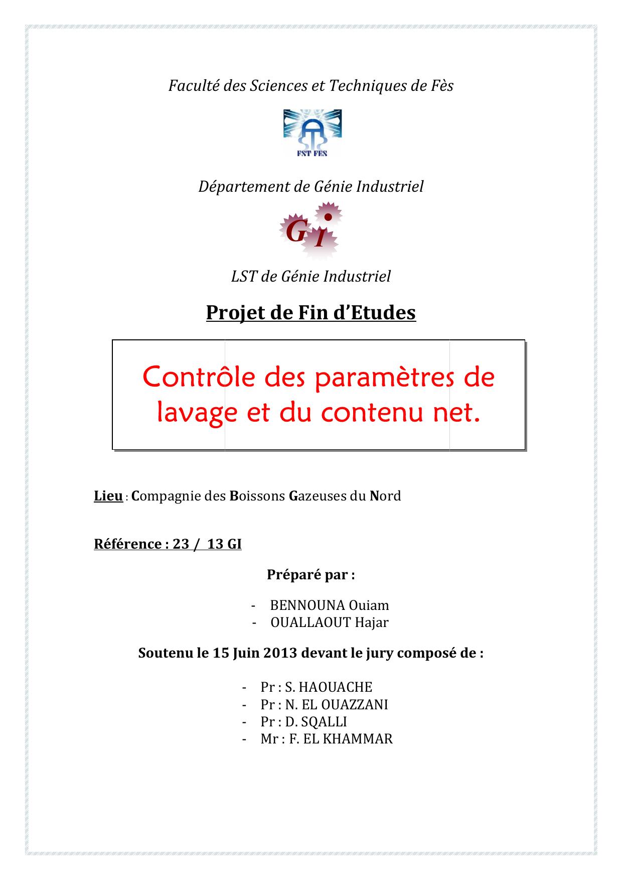 Contrôle des paramètres de lavage et du contenu net.