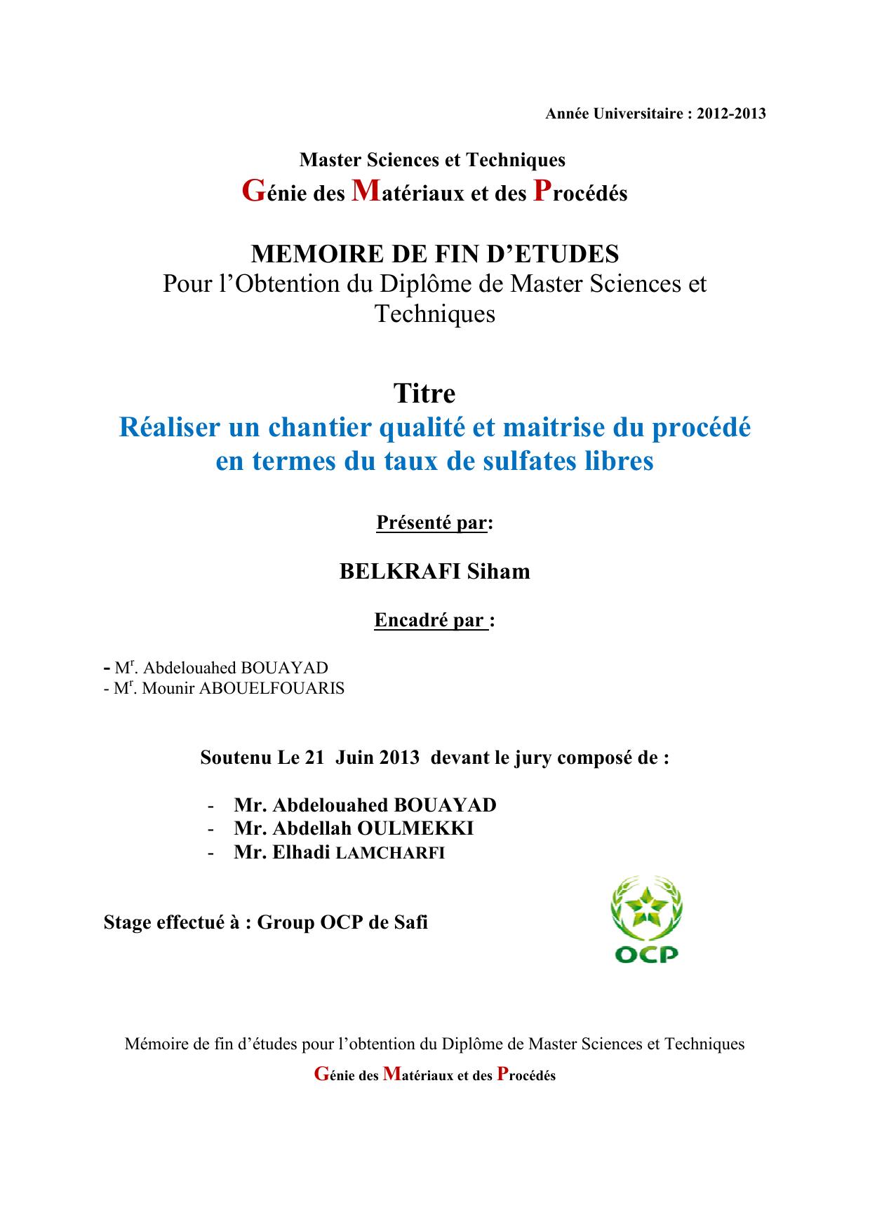 Réaliser un chantier qualité et maitrise du procédé en termes du taux de sulfates libres