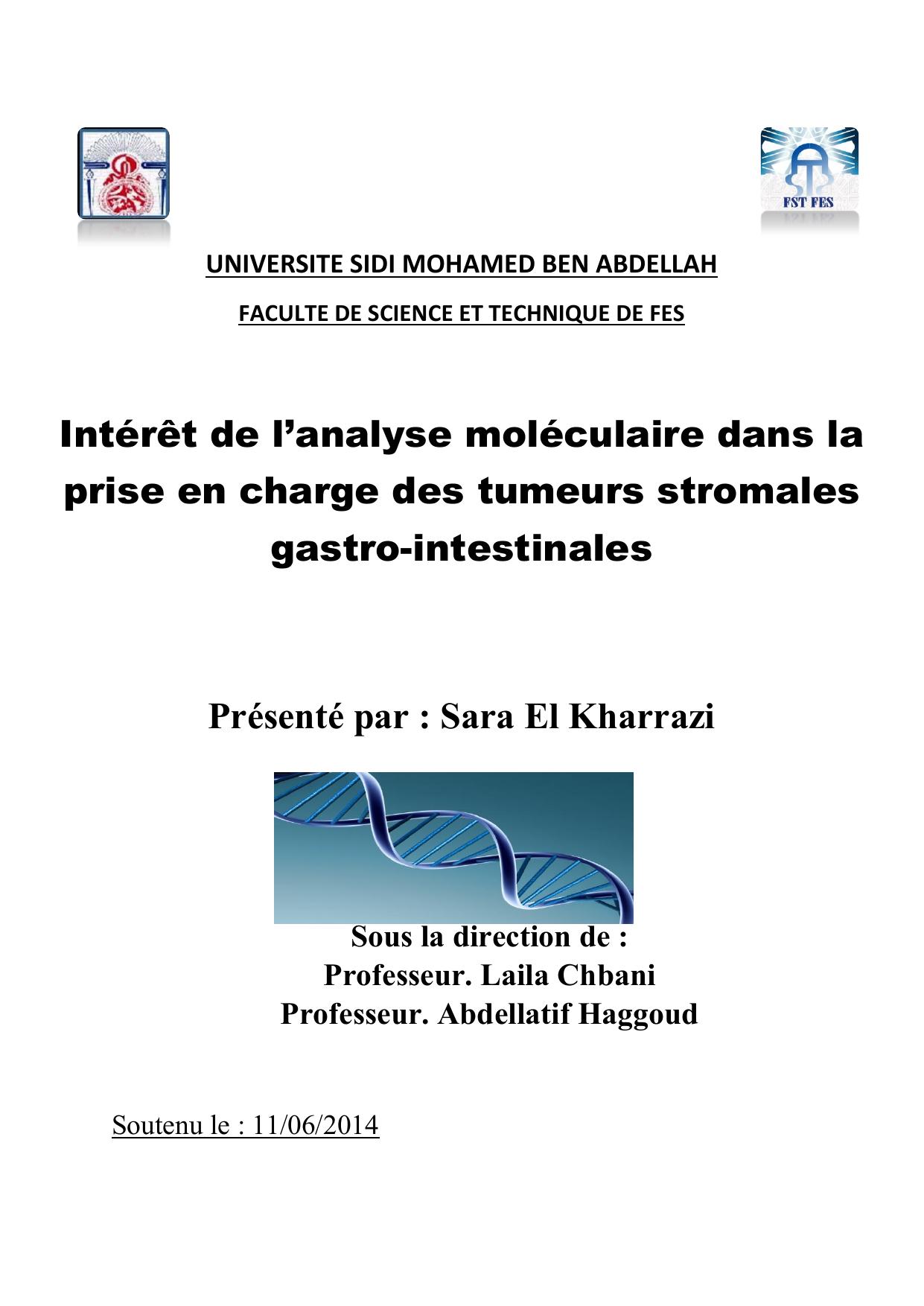 Intérêt de l’analyse moléculaire dans la prise en charge des tumeurs stromales gastro-intestinales